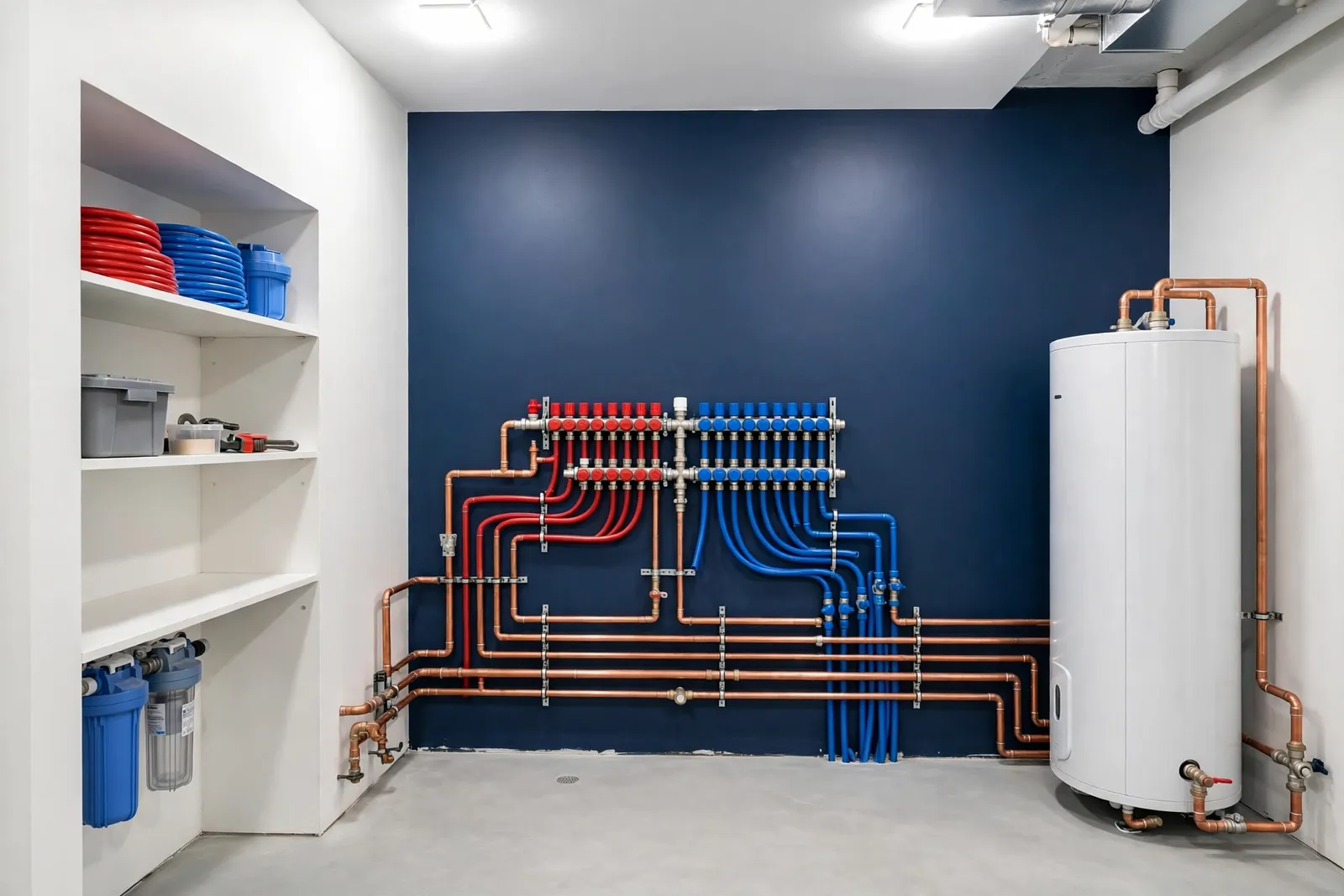 Plumber finishing a water heater installation in Waldorf, MD by Waldorf Plumbing Company